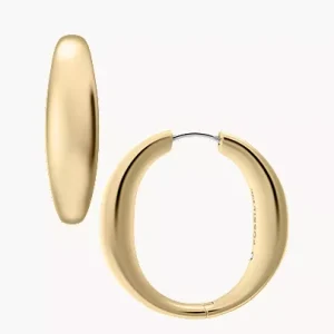 Ellis Domed Collection Large Gold-Tone Stainless Steel Hoop Earrings