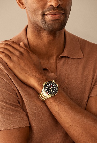 Fossil Blue GMT 46mm Gold-Tone Stainless Steel Watch - Image 2