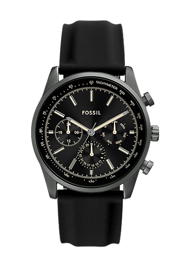 Sullivan 44mm Multifunction Black Silicone Watch