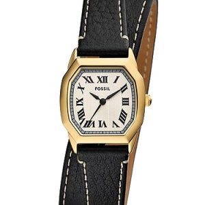 Harlow 27mm Three-Hand Black Leather Watch