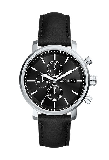 Rhett 43mm Multifunction Black LiteHide? Leather Watch
