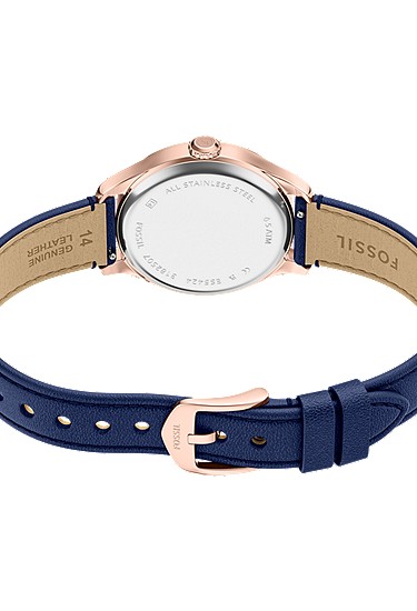 Gilmore 28mm Three-Hand Navy Leather Watch - Image 6