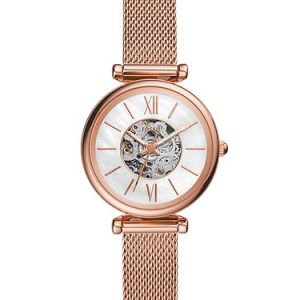 Carlie 28mm Automatic Rose Gold-Tone Stainless Steel Mesh Watch