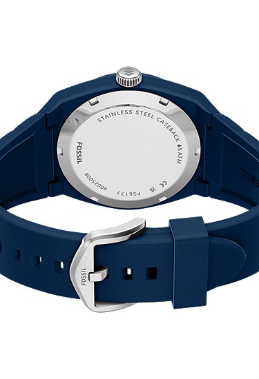 Everett 42mm Three-Hand Navy Silicone Watch - Image 5